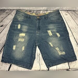 Manfinity Street Life Men’s Washed Denim Jorts Shorts Ripped Distressed 36 Large